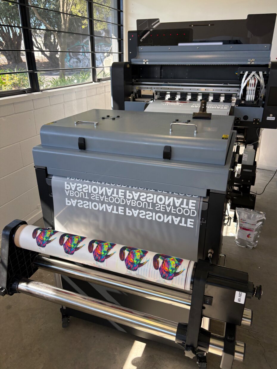 DTF printing service in Auckland using a professional roll-to-roll printer