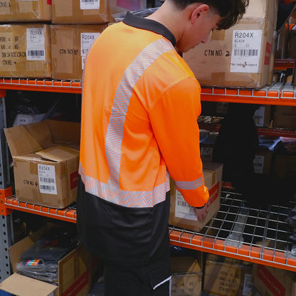 R486X Work-Guard Recycled Hi Vis Long Sleeve Day/Night Polo