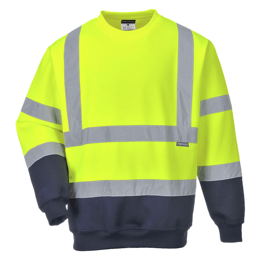 Portwest B306 Hi-Vis Contrast Sweatshirt in Yellow/Navy