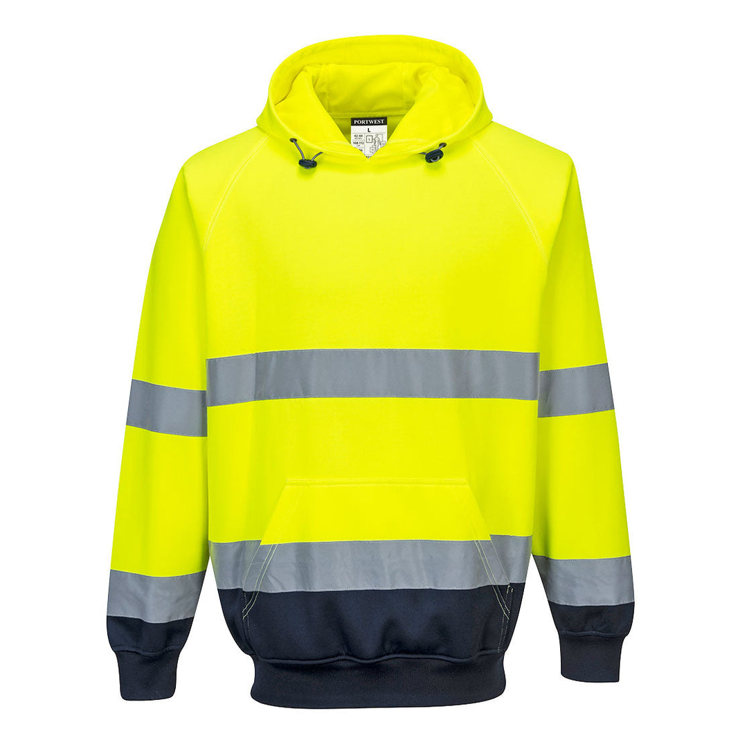 Portwest B316 Hi-Vis Contrast Hoodie in Yellow/Navy