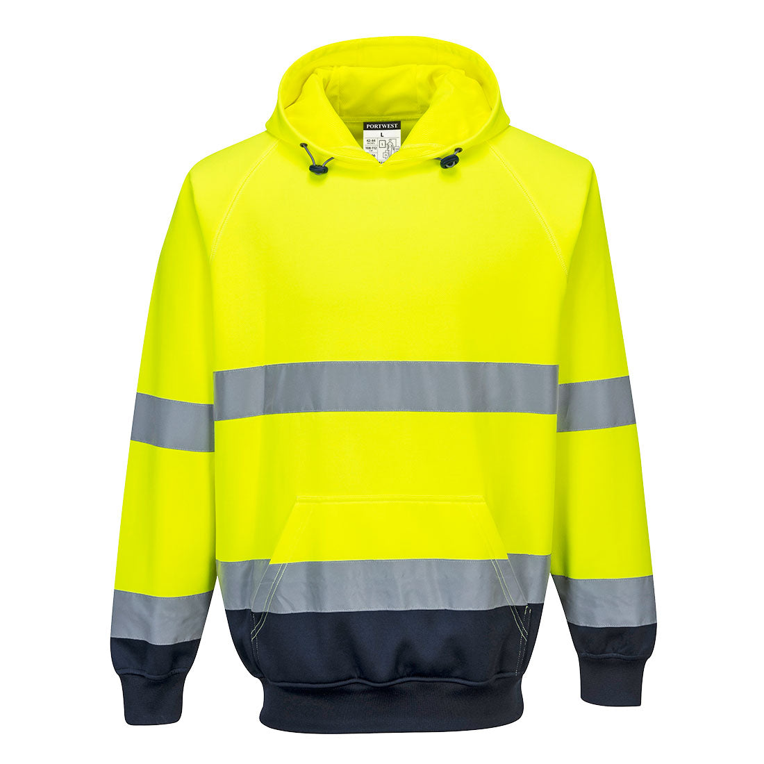 Portwest B316 Hi-Vis Contrast Hoodie in Yellow/Navy