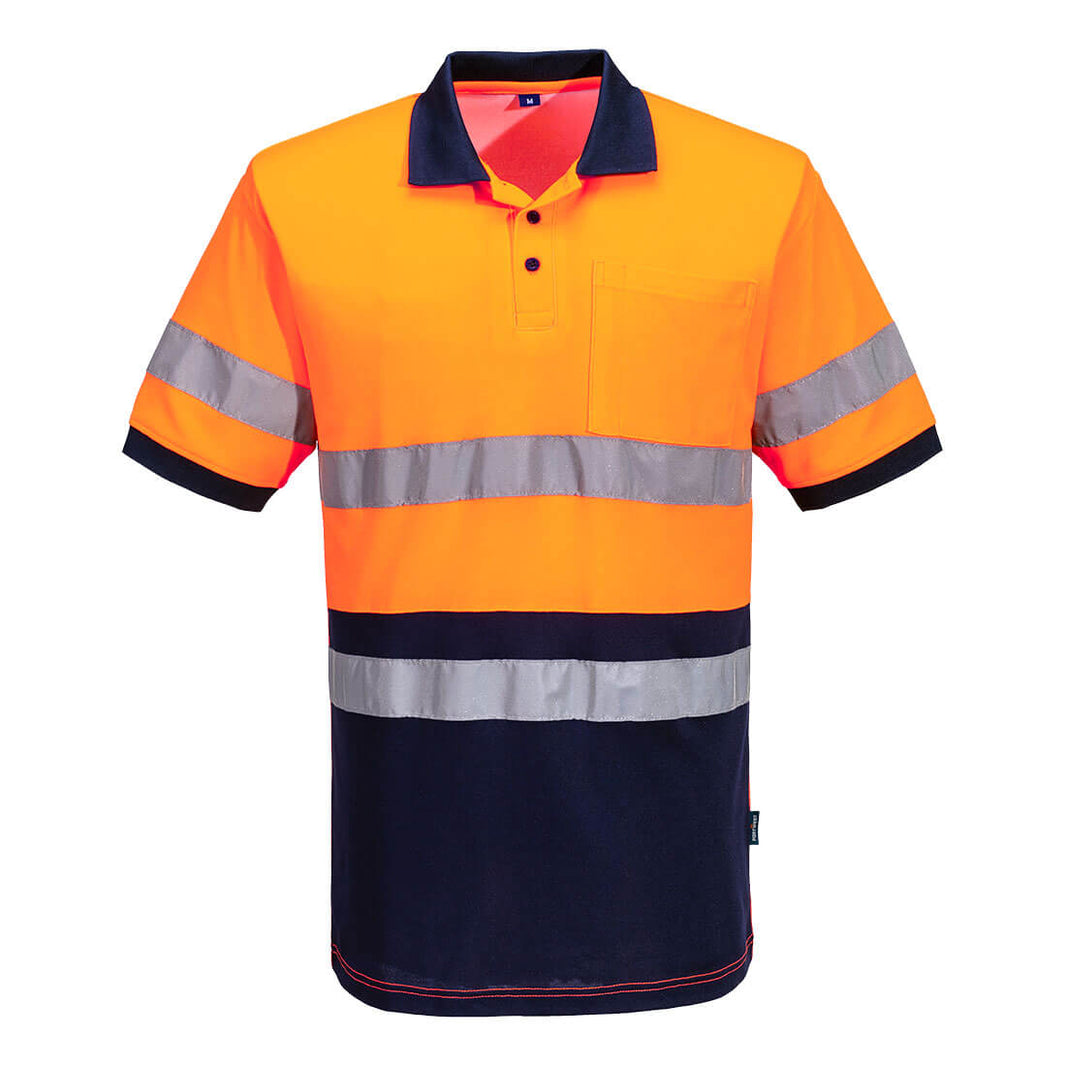 MP410 Portwest Hi-Vis Cotton Comfort Contrast Polo Shirt S/S – image 1 | JuJu Print New Zealand