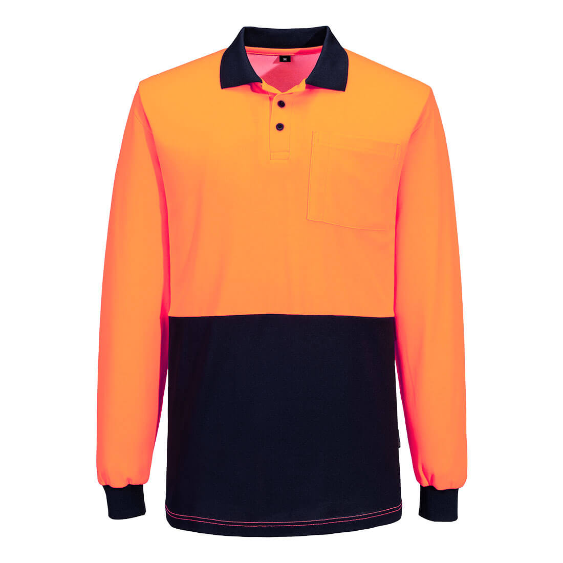 MP414 Portwest Hi-Vis Cotton Comfort Contrast Long Sleeve Polo – image 1 | JuJu Print New Zealand