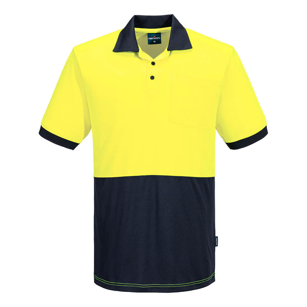 Portwest MP610 Hi-Vis Class D Contrast Short Sleeve Polo in Yellow/Navy