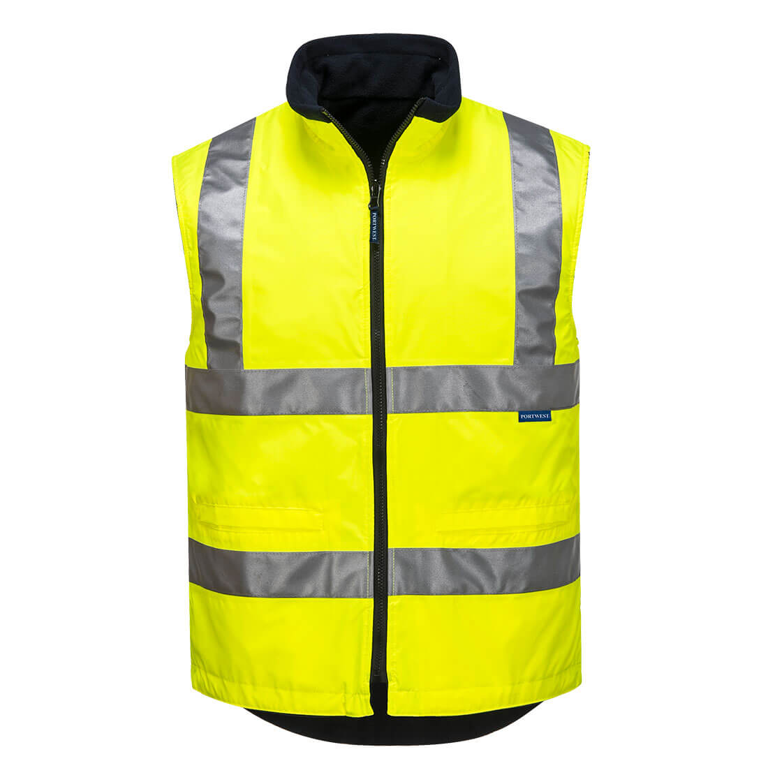 Portwest MV214 Hi-Vis Reversible Fleece Vest in Yellow