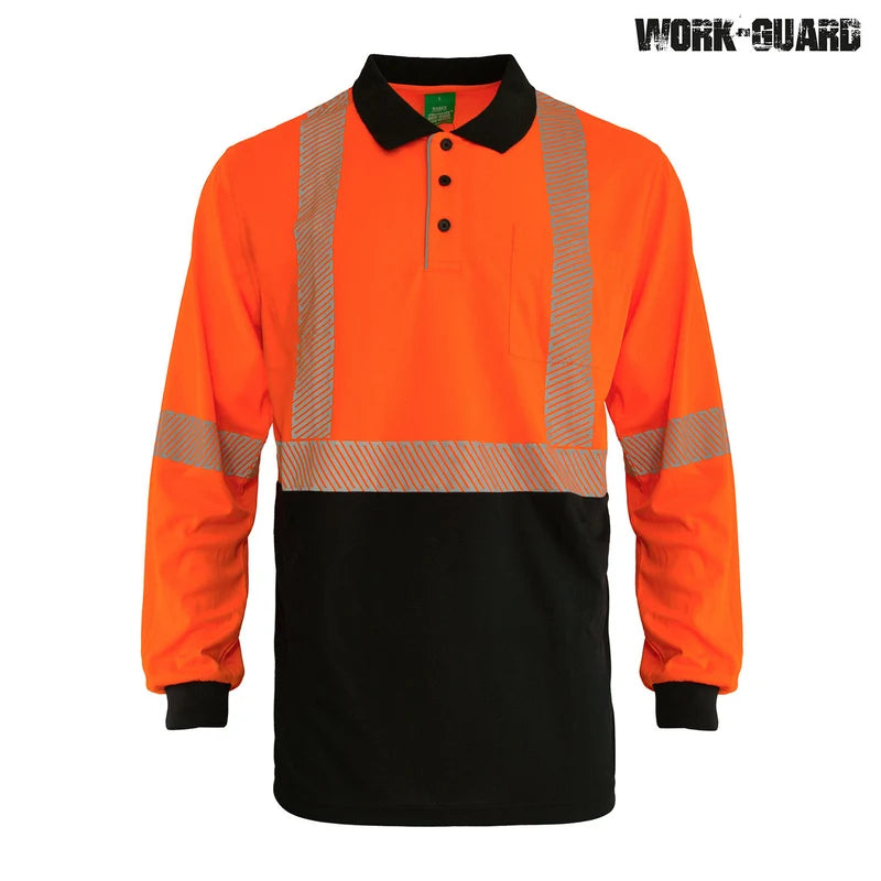 R486X Work-Guard Recycled Hi Vis Long Sleeve Day/Night Polo – image 1 | JuJu Print New Zealand