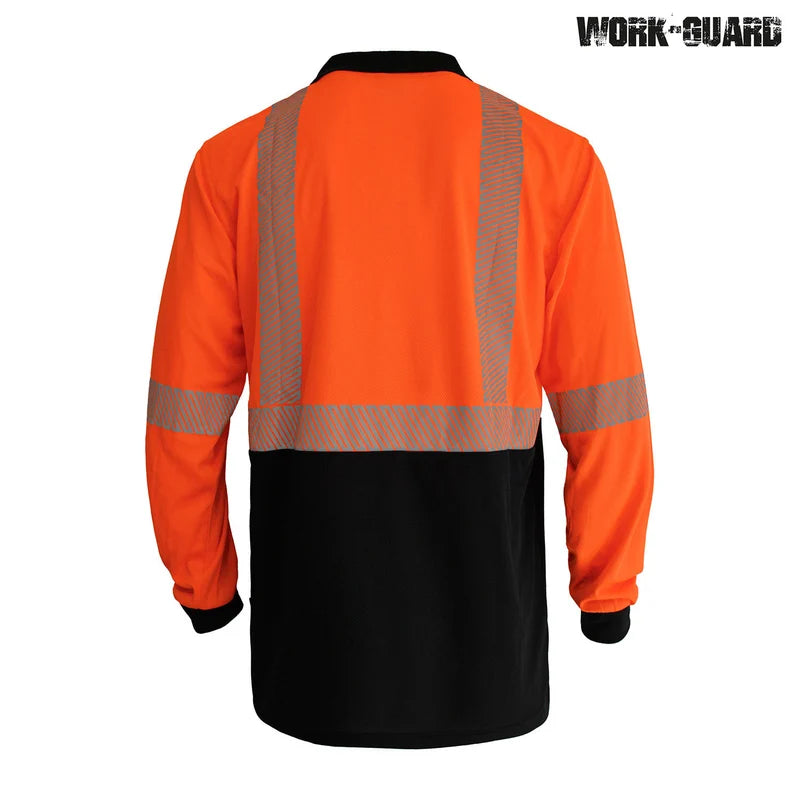 R486X Work-Guard Recycled Hi Vis Long Sleeve Day/Night Polo – image 2 | JuJu Print New Zealand